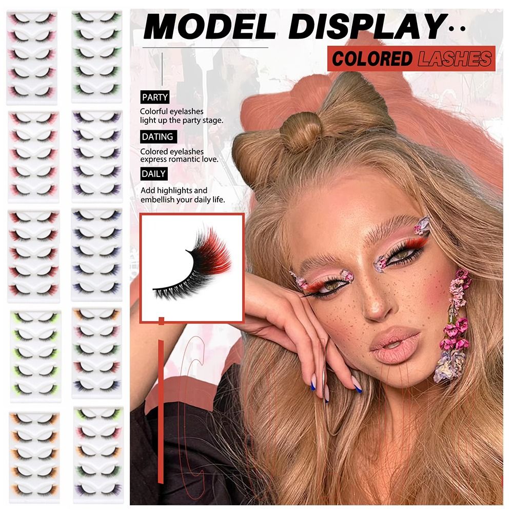 Eyelash Extension Cat Eye Wispy - 3D Mink Colored Anime Lashes Fluffy