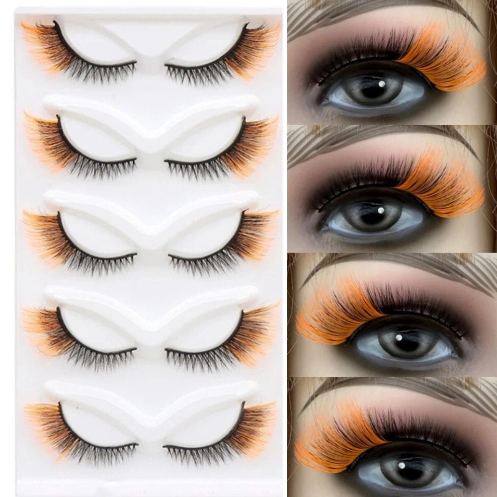 3D Mink Colored Anime Lashes F - Eyelash Extension Cat Eye Wispy 评论和价格