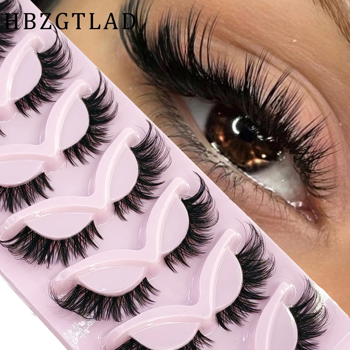 HBZGTLAD 7pairs Spiky Fox Eye  - Eyelash Extension Cat Eye Wispy 评论和价格