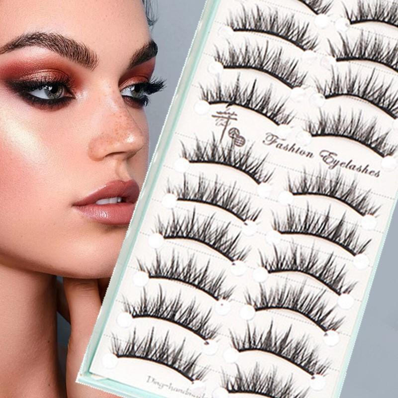 10 Pairs Natural Long Wispy Ca - Eyelash Extension Cat Eye Wispy 评论和价格